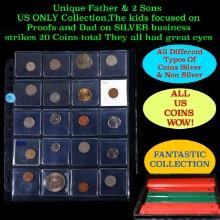 Unique Father & 2 Sons US ONLY Collection,The kids focused on Proofs and Dad on SILVER business stri