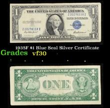 1935F $1 Blue Seal Silver Certificate Grades vf++