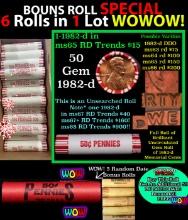 THIS AUCTION ONLY! BU Shotgun Lincoln 1c roll, 1982-d 50 pcs Plus THREE bonus random date BU roll! B