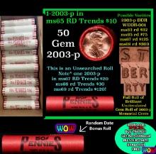 THIS AUCTION ONLY! BU Shotgun Lincoln 1c roll, 20003-p 50 pcs Plus one bonus random date BU roll! Ba