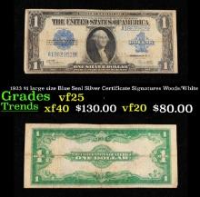 1923 $1 large size Blue Seal Silver Certificate Grades vf+ Signatures Woods/White