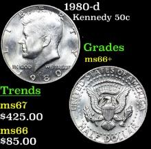 1980-d Kennedy Half Dollar 50c Grades GEM++ Unc