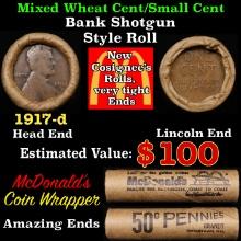 Lincoln Wheat Cent 1c Mixed Roll Orig Brandt McDonalds Wrapper, 1917-d end, Wheat other end