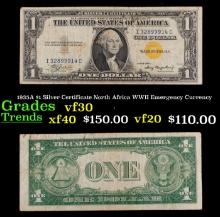 1935A $1 Silver Certificate North Africa WWII Emergency Currency Grades vf++