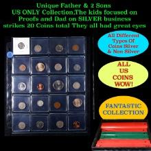 Unique Father & 2 Sons US ONLY Collection,The kids focused on Proofs and Dad on SILVER business stri