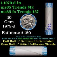 BU Shotgun Jefferson 5c roll, 1979-d 40 pcs Bank $2 Nickel Wrapper