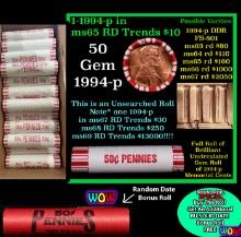 THIS AUCTION ONLY! BU Shotgun Lincoln 1c roll, 1995-p 50 pcs Plus one bonus random date BU roll! Ban