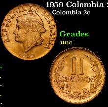 1959 Colombia 2 Centavos KM#214 Grades Brilliant Uncirculated