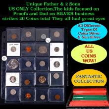 Unique Father & 2 Sons US ONLY Collection,The kids focused on Proofs and Dad on SILVER business stri