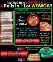 THIS AUCTION ONLY! BU Shotgun Lincoln 1c roll, 2000-p 50 pcs Plus THREE bonus random date BU roll! B