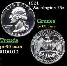 Proof 1961 Washington Quarter 25c Grades GEM++ Proof Cameo