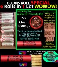 THIS AUCTION ONLY! BU Shotgun Lincoln 1c roll, 2003-p 50 pcs Plus FIVE bonus random date BU roll! Ba