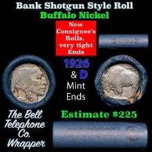 Buffalo Nickel Shotgun Roll in Old Bank Style 'Bell Telephone' Wrapper 1926 & d Mint Ends