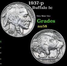 1937-p Buffalo Nickel 5c Grades Choice AU/BU Slider