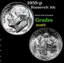 1955-p Roosevelt Dime 10c Grades GEM Unc