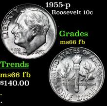 1955-p Roosevelt Dime 10c Grades Gem++ Full Bands