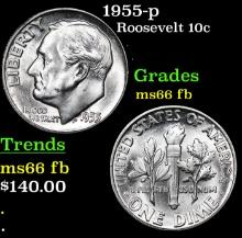 1955-p Roosevelt Dime 10c Grades Gem++ Full Bands