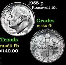 1955-p Roosevelt Dime 10c Grades Gem++ Full Bands