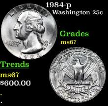 1984-p Washington Quarter 25c Graded ms67 BY SEGS