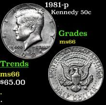 1981-p Kennedy Half Dollar 50c Grades GEM+ Unc