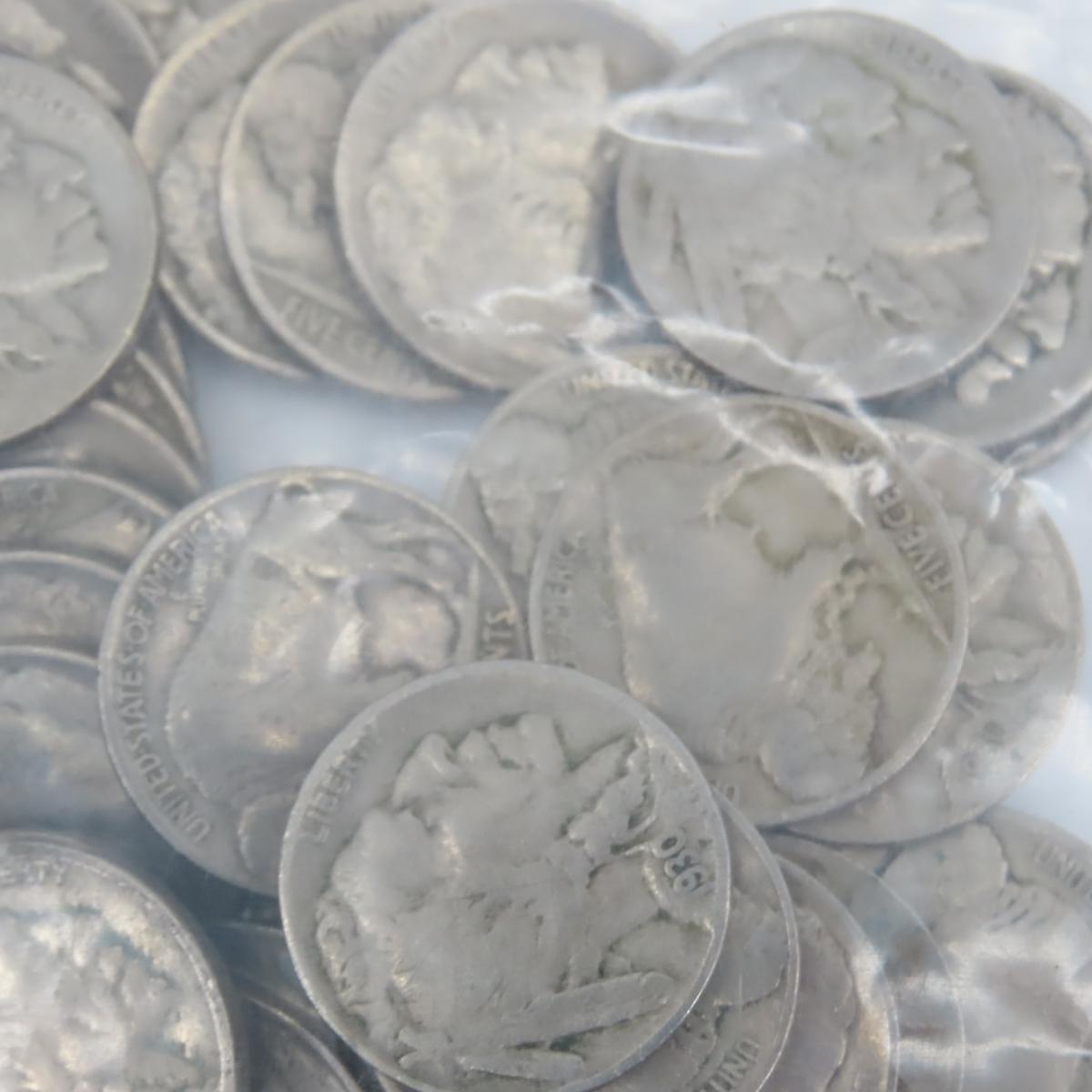 1 pound of Buffalo Nickels, most are 1930's