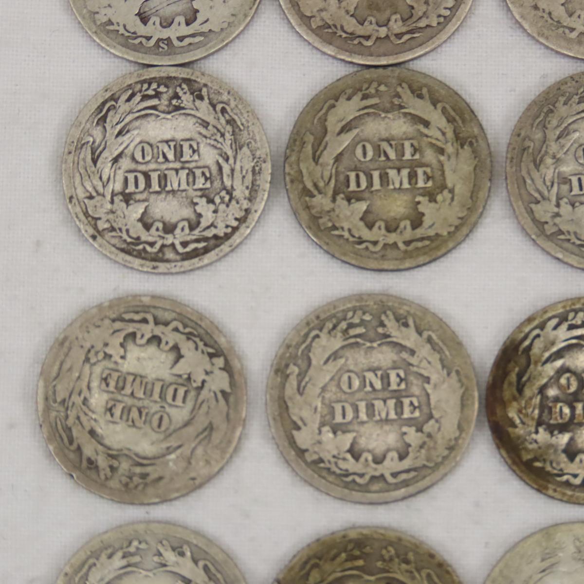 25 Barber Silver Dimes 1898-1916