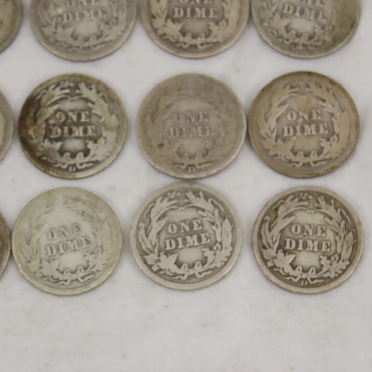 25 Barber Silver Dimes 1898-1916