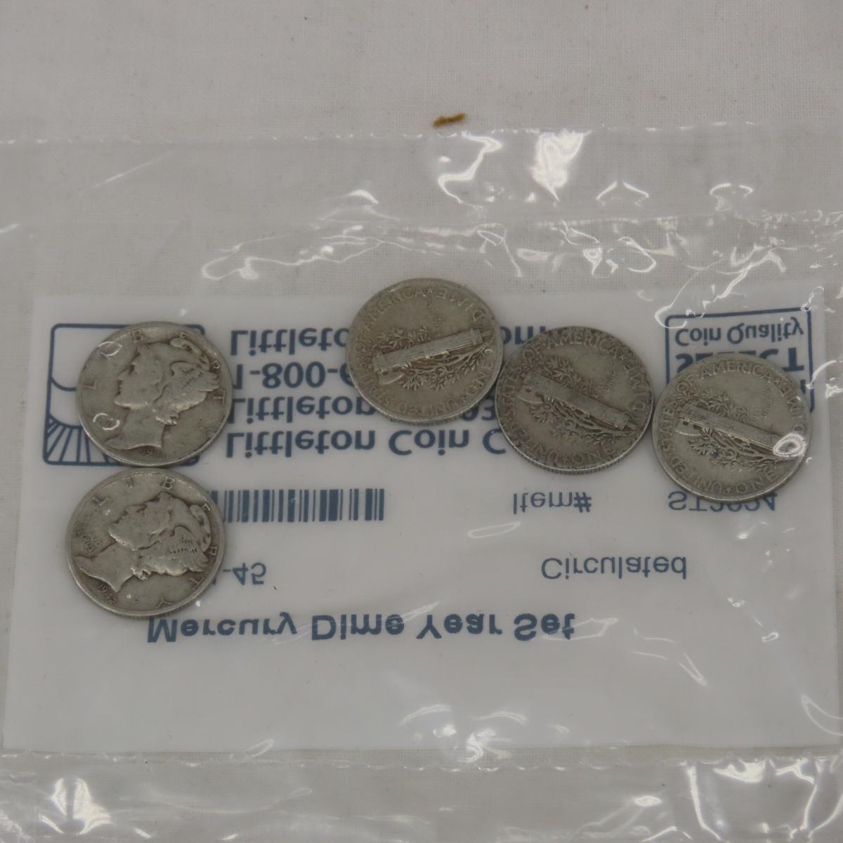 6 1941-1945 Mercury Dime Year Sets Littleton Coin