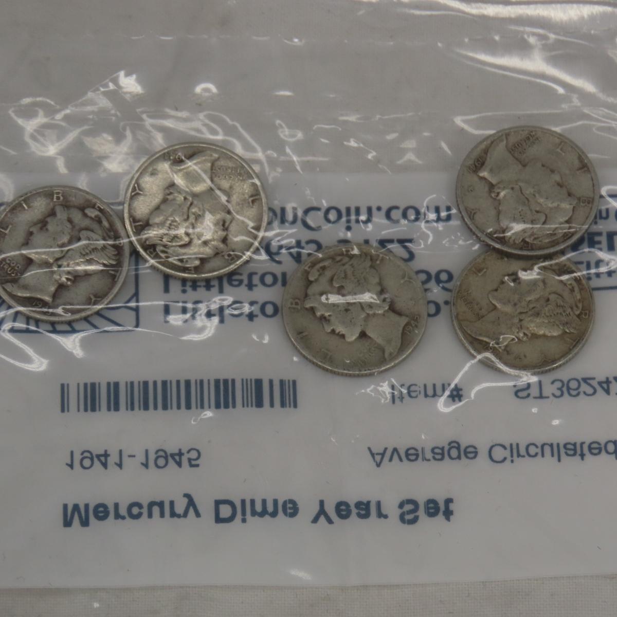 6 1941-1945 Mercury Dime Year Sets Littleton Coin