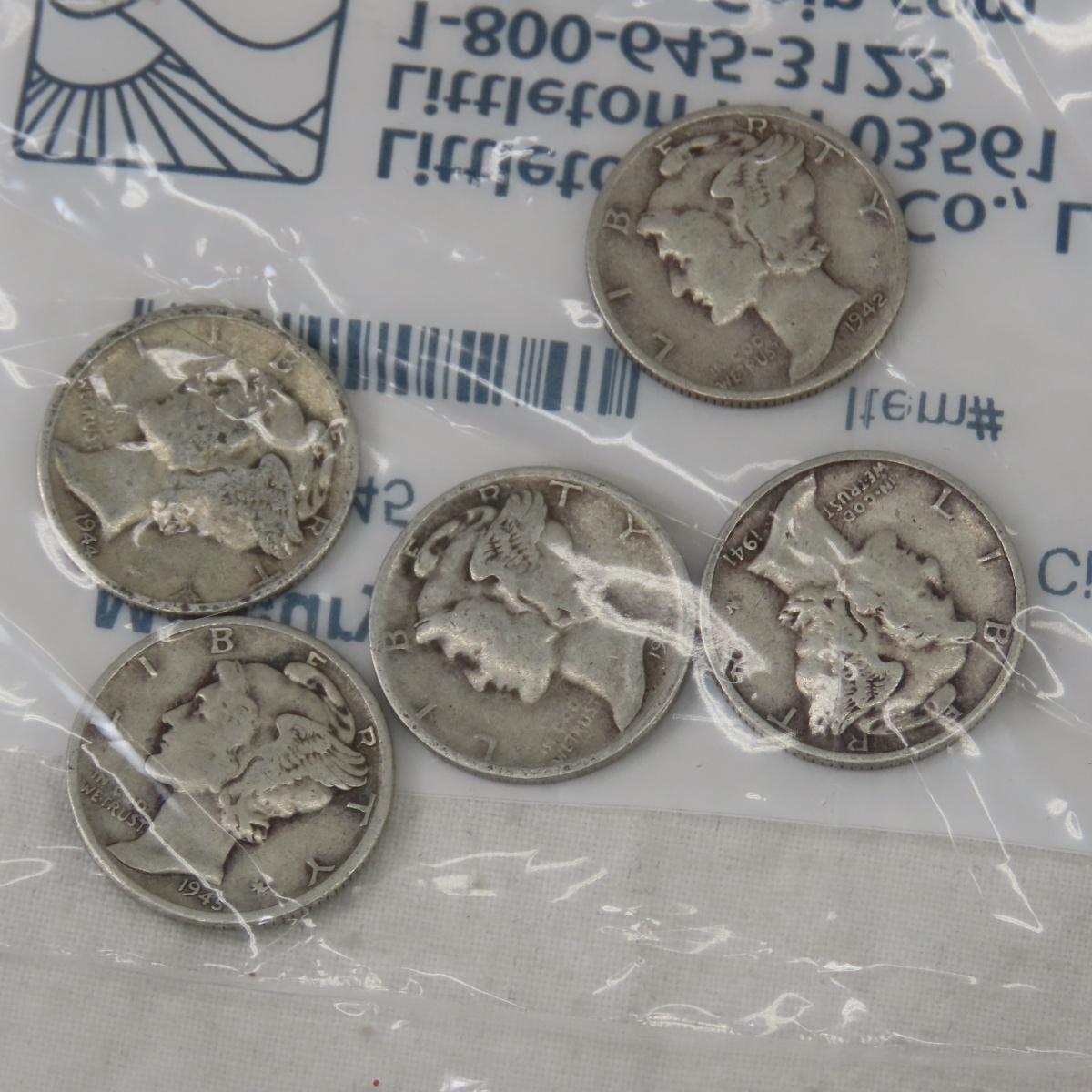 6 1941-1945 Mercury Dime Year Sets Littleton Coin