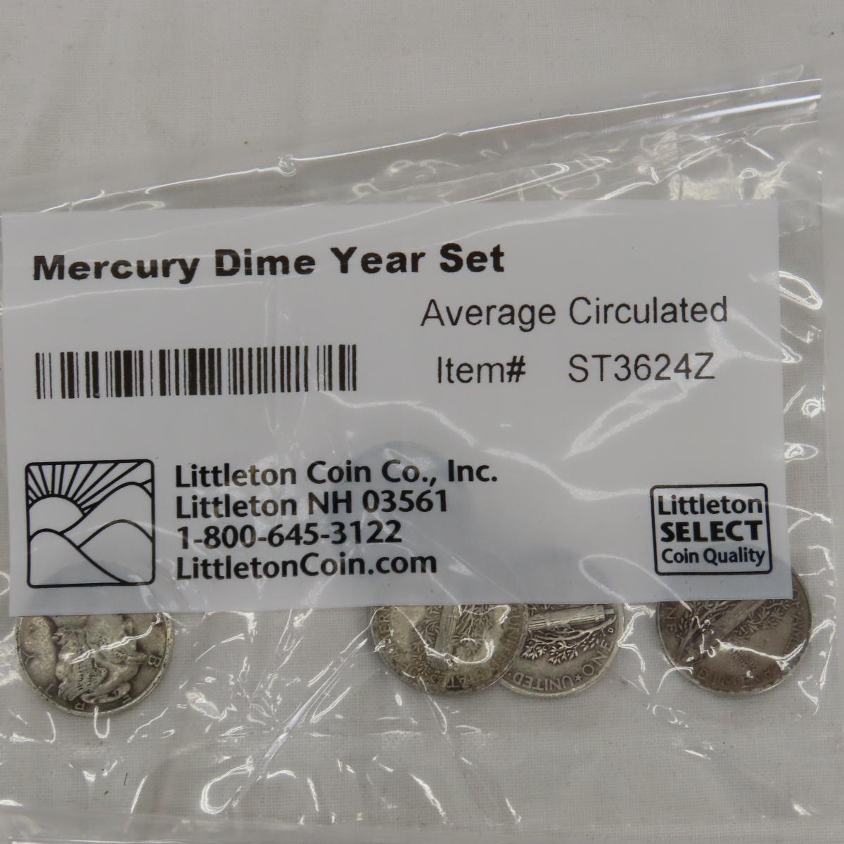 6 1941-1945 Mercury Dime Year Sets Littleton Coin