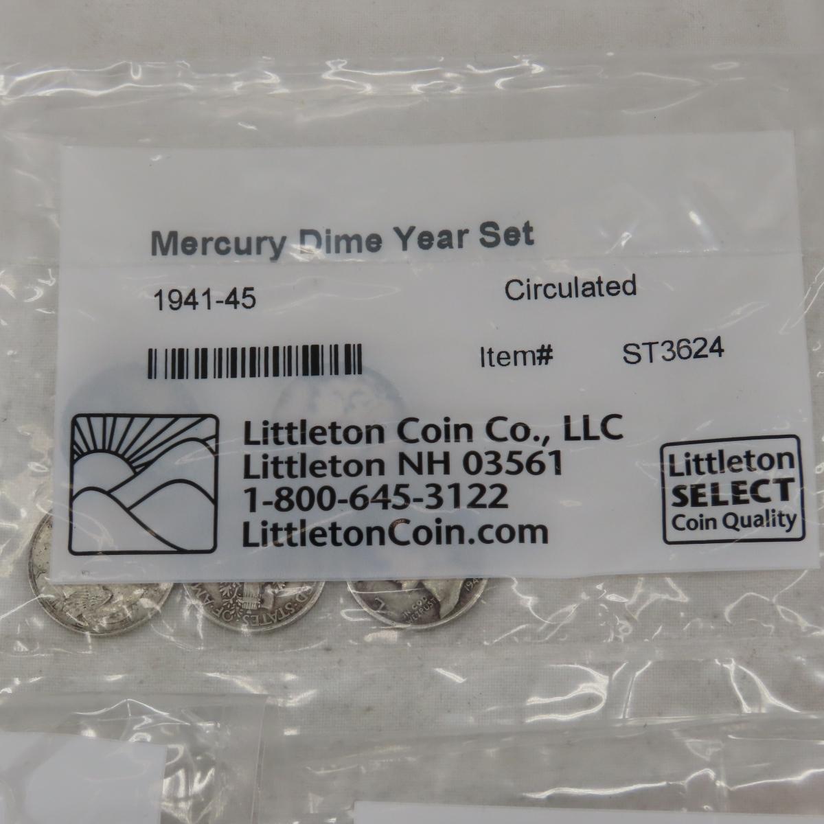 6 1941-1945 Mercury Dime Year Sets Littleton Coin