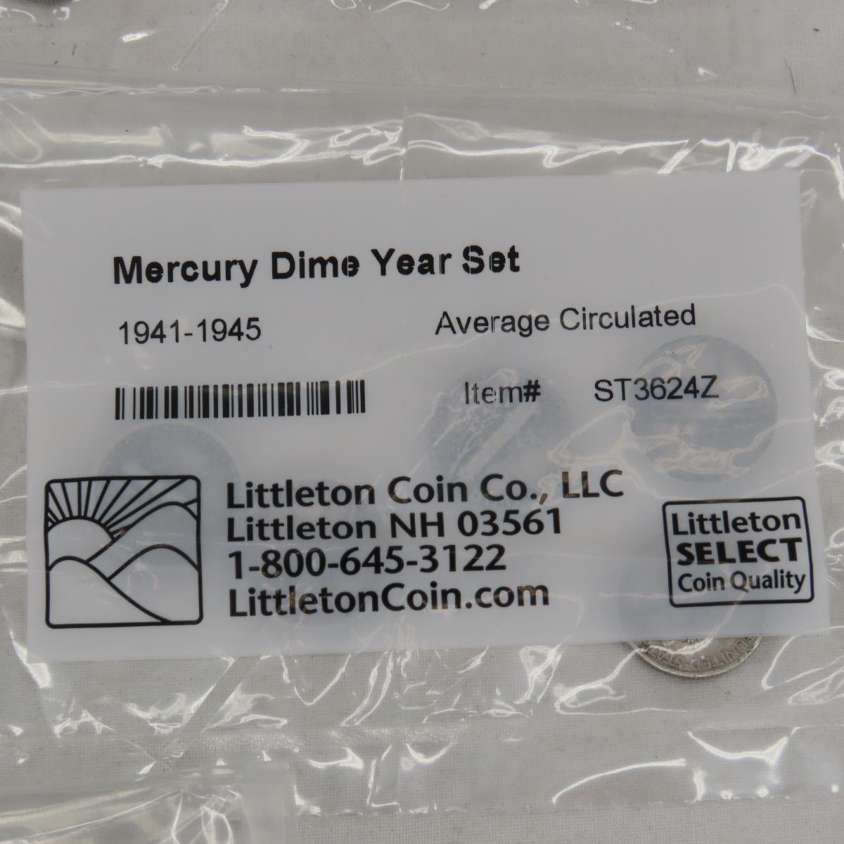 6 1941-1945 Mercury Dime Year Sets Littleton Coin