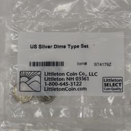 6 US Dime Type Sets Littleton Coin co