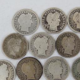 25 Barber Silver Dimes 1897-1916