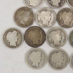 25 Barber Silver Dimes 1897-1916