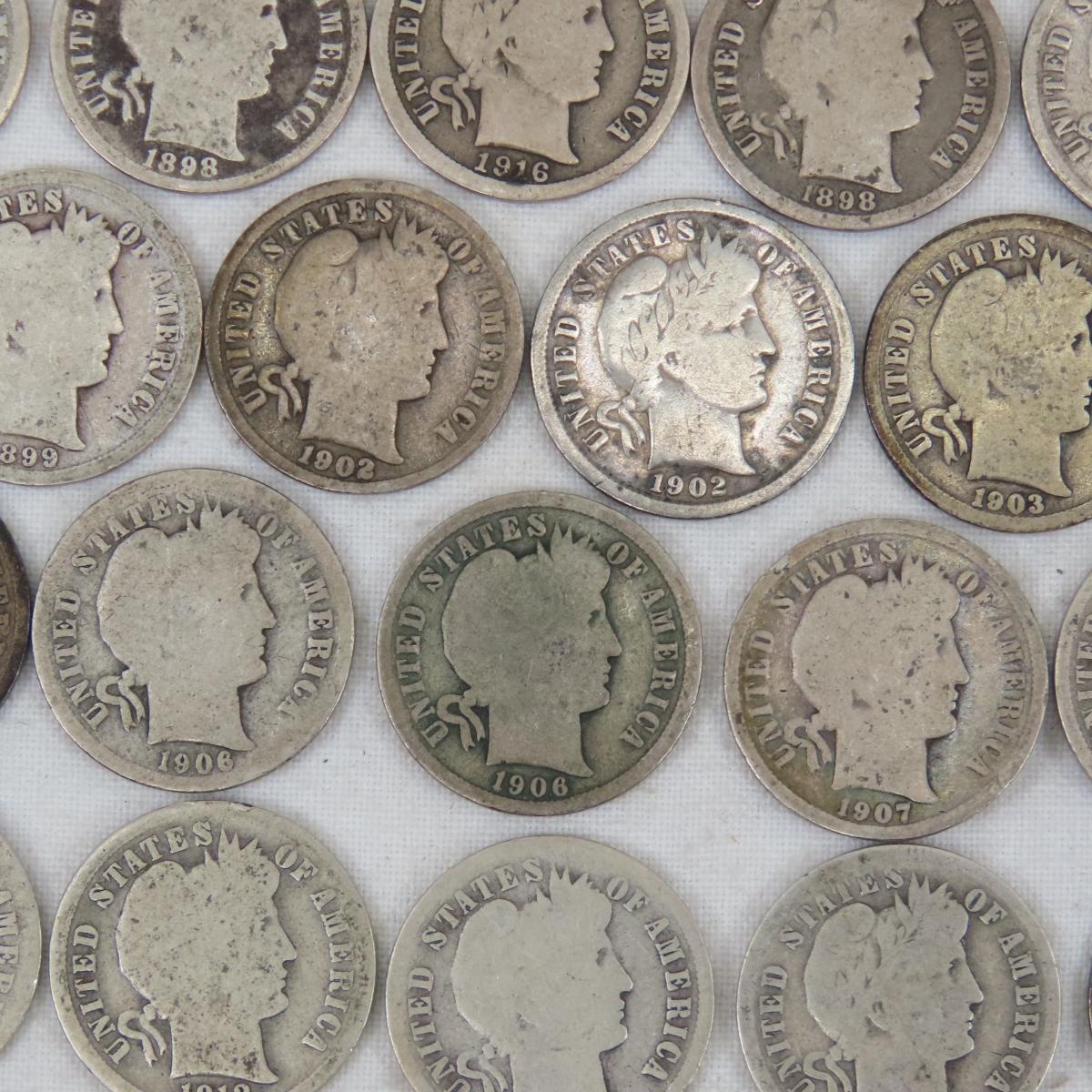 25 Barber Silver Dimes 1897-1916