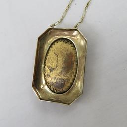 14kt Gold Antique Hand Painted Portrait Necklace