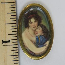 14kt Gold Antique Hand Painted Portrait Necklace