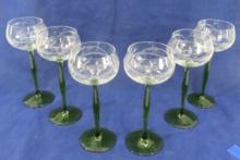 Set of 6 hand made wine glasses