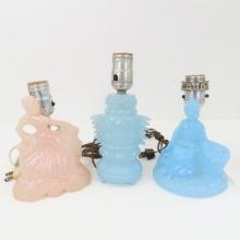 3 Antique Glass figural lamps- no shades