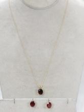 Garnet & 14kt Gold Necklace and Earring Set