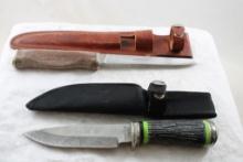 Sharp Filet Knife, Frost Damascus Knife w/ Sheaths