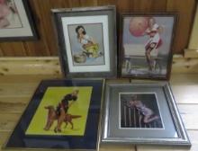 4 Framed Elvgren Pin-Ups Prints