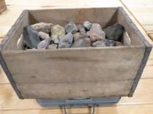 55 pounds mixed rocks and minerals in crate