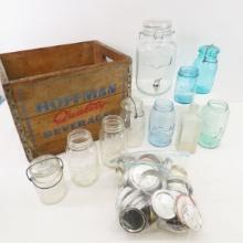 Hoffman Beverages Wooden Crate & Canning Jars