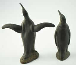 Lot #362 - Bronze Penguin family sculpture by David H. Turner: Mother Penguin with little one 4