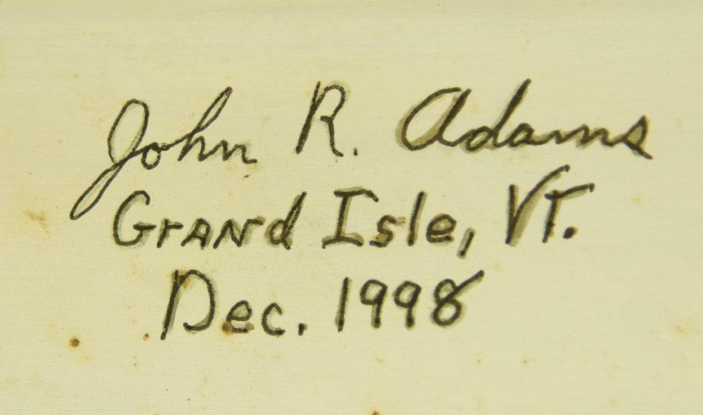 Lot #317 - John R. Adams, Grand Isle Vermont Goldeneye drake signed and dated on wooden keel