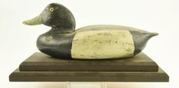 Lot #319 - Factory Bluebill Drake decoy on wooden stand Saybrooke, CT with gunning wear A51.108