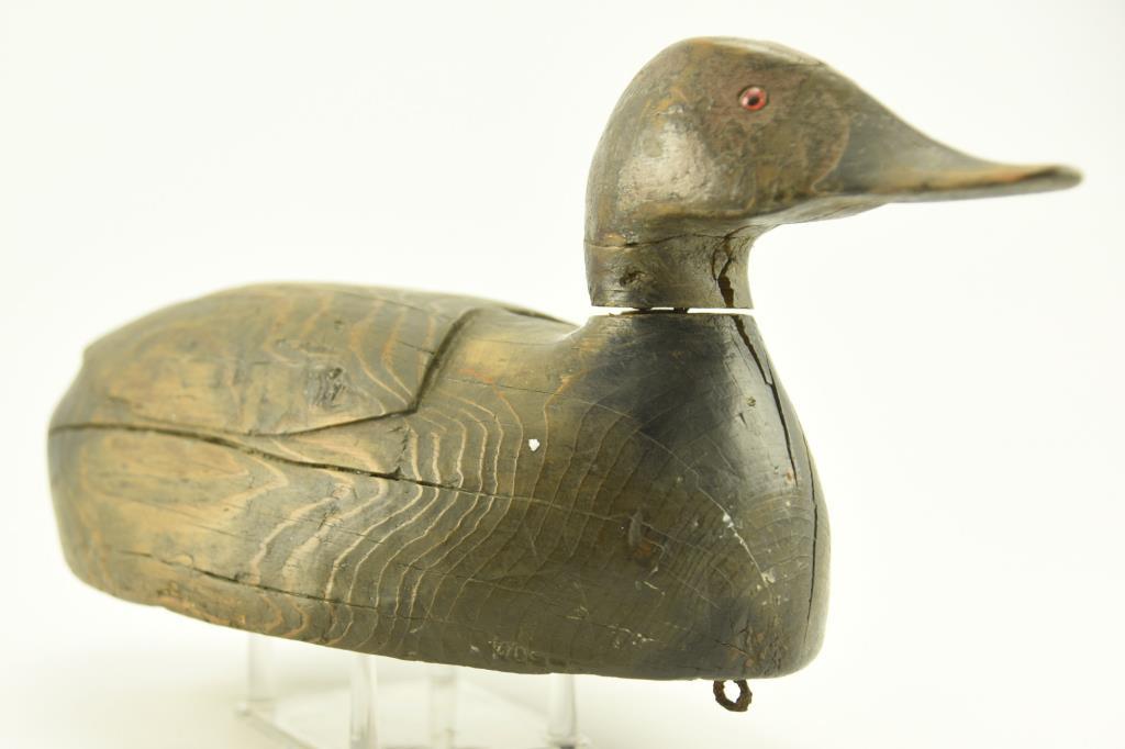 Lot #321 - 1931 L.T. Ward Bro. Crisfield, MD Primitive Cedar Body Canvasback Hen Decoy signed